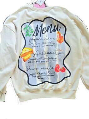 New NWT Target x SKINNYDIP London Crew Sweatshirt Fleece Cream Cin Cin Menu